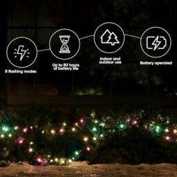 Rackhams Battery Operated Multicolour LED Fairy Lights with 8 Modes and Waterproof Outdoor Design - 200 LEDs - 8 - String lights - thumbnail 4