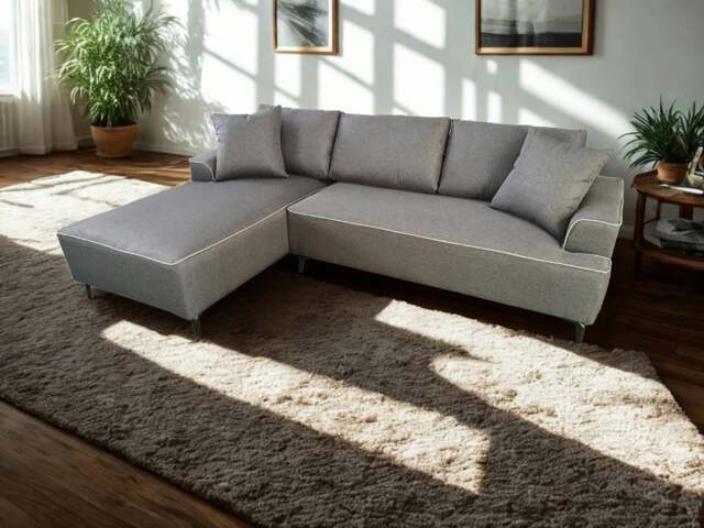 Rackhams The Milano Edge 3 Seater Right Hand Corner Sofa in Grey or Beige - Beige - image 1