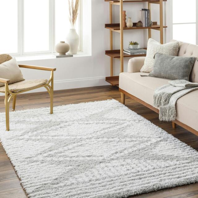 Rackhams Urban Shag-Modern Grey White Soft Plush Pile Rug - 200 x 290 cm - image 1