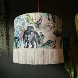 "Rackhams Handmade Fringed Velvet Lampshade in Dust - Table / Floor Lamp - 60cm diameter x 25cm Height (24"" x 10"")"