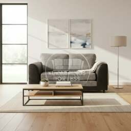 Rackhams Luca Mixed Fabric 2 Seater - Full Back - Brown and Beige - thumbnail 2