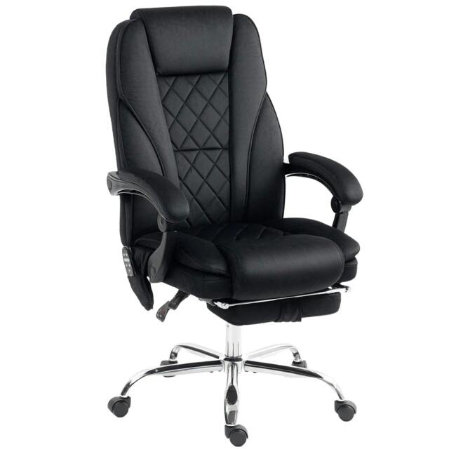 Rackhams Massage Office Chair, Heated Reclining Computer Chair with Adjustable Height and Footrest, Black