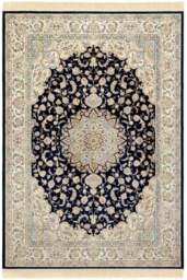 Rackhams Oriental Velvet With Fringes Antik Nain Black Rug - 135X195 cm - thumbnail 1