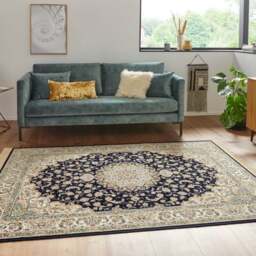 Rackhams Oriental Velvet With Fringes Antik Nain Black Rug - 135X195 cm - thumbnail 3