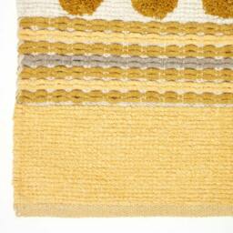 Rackhams Modern Cotton Rug Grey Yellow Chenille Striped Hand Tufted Circles - 90 x 150 cm - thumbnail 3