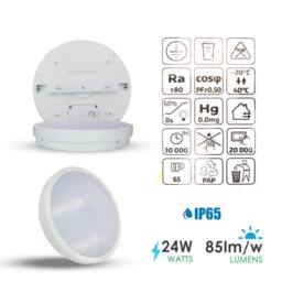 Rackhams 24W LED Bulkhead Ceiling Light IP65 Waterproof, 2000 Lumens, 4000K Cool White, Round Ceiling Light for Bathroom, Kitchen, Hallway & Porch - thumbnail 5