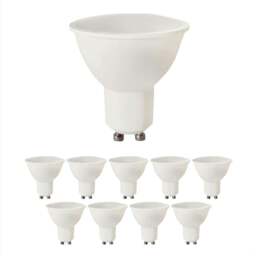 Rackhams Pack of 10 Units, Dimmable GU10 LED Bulbs, 7W (50/60W Halogen Replacement), 120° Wide Beam, 500LM Recessed Lighting Bulbs - 6000K - thumbnail 1
