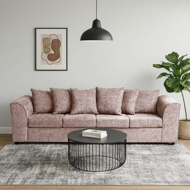 Rackhams Monaco Chenille Fabric 4 Seater Sofa - Pink - image 1