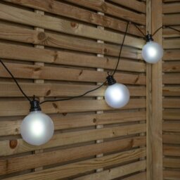 Rackhams 4.5m Set of 10 Frosted Ball Style Cap String Lights with Filament in White - thumbnail 4