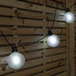 Rackhams 4.5m Set of 10 Frosted Ball Style Cap String Lights with Filament in White - thumbnail 1