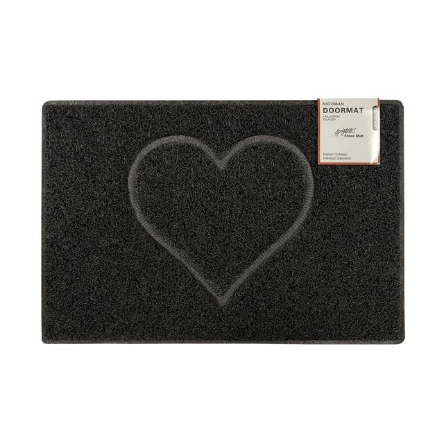 Rackhams Heart Large Embossed Doormat in Black - Black - Large - image 1