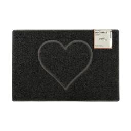 Rackhams Heart Large Embossed Doormat in Black - Black - Large