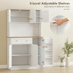 Rackhams Pantry Storage Cabinet with Adjustable Shelves and 4 Door Racks - thumbnail 5