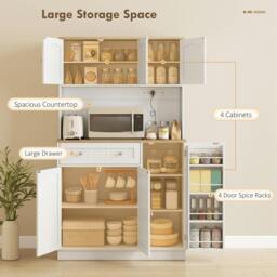 Rackhams Pantry Storage Cabinet with Adjustable Shelves and 4 Door Racks - thumbnail 4