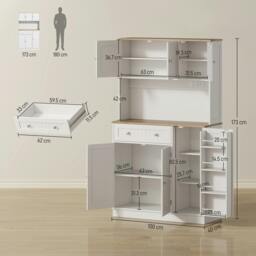 Rackhams Pantry Storage Cabinet with Adjustable Shelves and 4 Door Racks - thumbnail 3