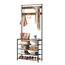 Rackhams Industrial Coat Stand with Shoe Storage - Hall Tree with 9 Hooks - thumbnail 4