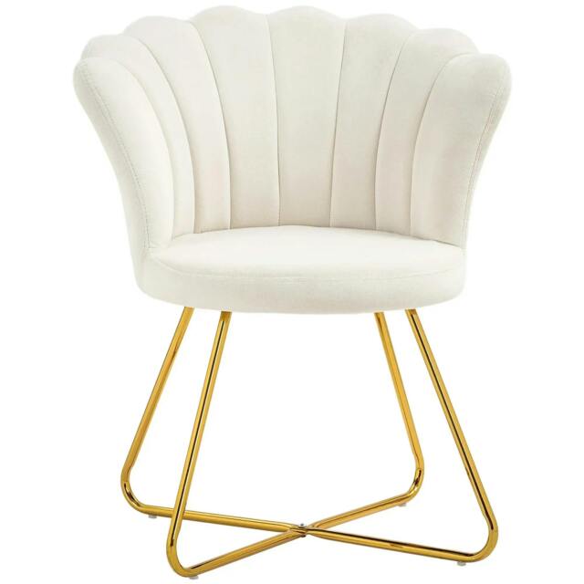 Rackhams Velvet-Feel Lotus Petal Accent Chair - Cream