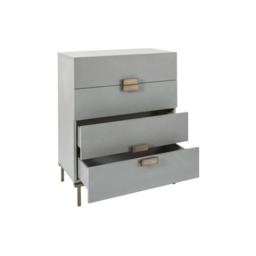 Rackhams Lilly Grey Oak Wood & Bronze Chest of 4 Drawers by Twenty10 Designs - Grey - thumbnail 3