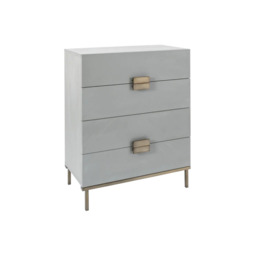 Rackhams Lilly Grey Oak Wood & Bronze Chest of 4 Drawers by Twenty10 Designs - Grey