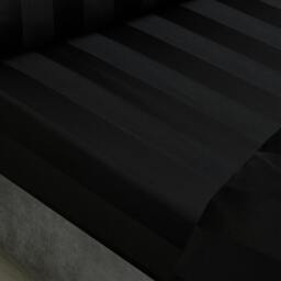 Rackhams So Soft Satin Stripe Fitted Sheet Black - Super King - Black - thumbnail 1