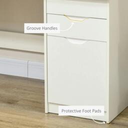 Rackhams Computer Desk with Drawers, High Gloss Home Office Desk with Storage Cabinet, Study Workstation, 120 x 60cm, White - thumbnail 6