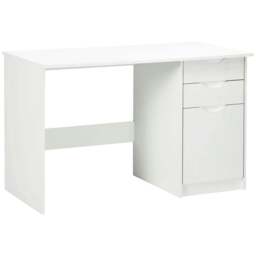 Rackhams Computer Desk with Drawers, High Gloss Home Office Desk with Storage Cabinet, Study Workstation, 120 x 60cm, White - thumbnail 1