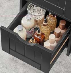 Rackhams Black Bathroom Floor Storage Cabinet – Freestanding Unit with 4 Drawers - thumbnail 5