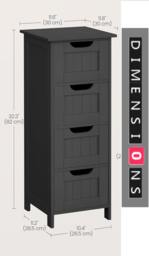 Rackhams Black Bathroom Floor Storage Cabinet – Freestanding Unit with 4 Drawers - thumbnail 3
