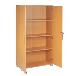 Rackhams Beech Wooden 2 Door Lockable Storage Cabinet - 140 cm Tall Shoe Garage Storage, Filing Cabinet - Neutral - Wood - 35cm(d)140cm(h)80cm(w) - thumbnail 6