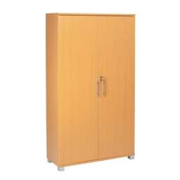 Rackhams Beech Wooden 2 Door Lockable Storage Cabinet - 140 cm Tall Shoe Garage Storage, Filing Cabinet - Neutral - Wood - 35cm(d)140cm(h)80cm(w) - thumbnail 2