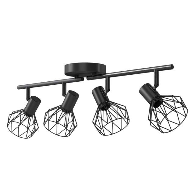Rackhams 3-4 Way Spotlight Ceiling Light Adjustable Kitchen Spot Light E14 Fixture - 4 Way Black - image 1