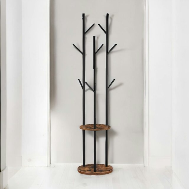 Rackhams Industrial Rustic Coat Stand With 2 Shelves - image 1