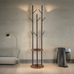 Rackhams Industrial Rustic Coat Stand With 2 Shelves - thumbnail 3
