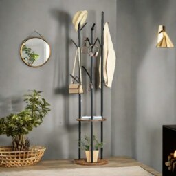 Rackhams Industrial Rustic Coat Stand With 2 Shelves - thumbnail 5