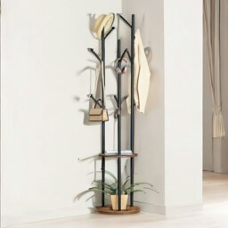 Rackhams Industrial Rustic Coat Stand With 2 Shelves - thumbnail 6