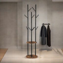 Rackhams Industrial Rustic Coat Stand With 2 Shelves - thumbnail 4