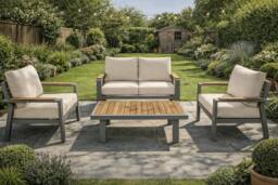 Rackhams Toulon 4 Seater Garden Furniture Set with Cushions & Coffee Table - thumbnail 1