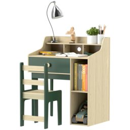 Rackhams AIYAPLAY Kids Desk & Chair Set, Children Study, Table & Chair Set with Storage Shelves, Drawer, Kids Table & Chair Set for 3-10 Years - Green - thumbnail 2