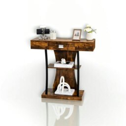 Rackhams Rustic Wooden T-Shaped Console Table with Drawer - thumbnail 3