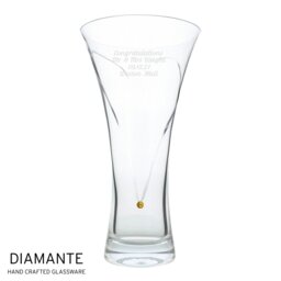 Rackhams Personalised Large Hand Cut Gold Diamante Heart Vase - thumbnail 2