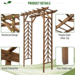 Rackhams Wooden Garden Arbor, Arch Trellis for Climbing Vines - thumbnail 4