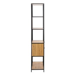 Rackhams Seaford Tall Wild Oak Metal 2 Drawer Bookcase With 4 Shelves - Brown,Black - Wood - 1 - thumbnail 3