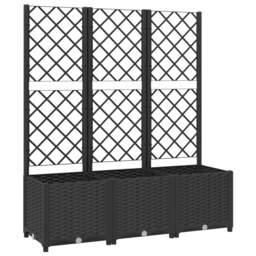 Rackhams Garden Planter with Trellis Black 120x40x136 cm PP - Black - PP (polypropylene) - thumbnail 2
