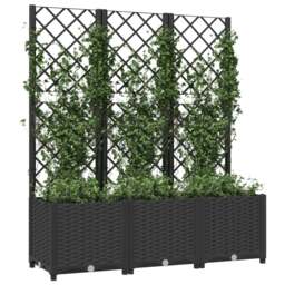 Rackhams Garden Planter with Trellis Black 120x40x136 cm PP - Black - PP (polypropylene) - thumbnail 3
