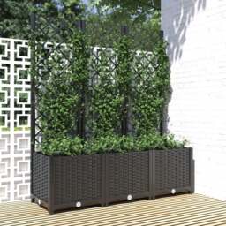 Rackhams Garden Planter with Trellis Black 120x40x136 cm PP - Black - PP (polypropylene) - thumbnail 1