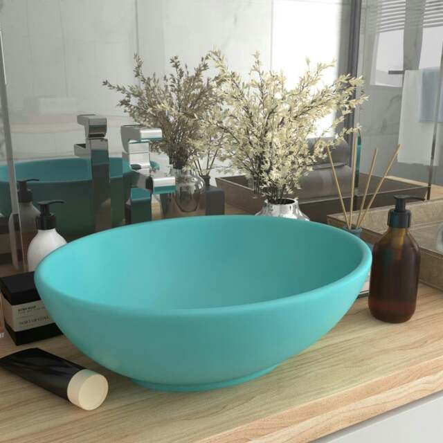 Rackhams Luxury Basin Oval-shaped Matt Light Green 40x33 cm Ceramic