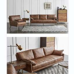 Rackhams Luna Three Seaters Sofa, Three Seater Corner Sofa, Real Leather - Dark Brown - Three Seater 220cm - thumbnail 2