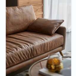 Rackhams Luna Three Seaters Sofa, Three Seater Corner Sofa, Real Leather - Dark Brown - Three Seater 220cm - thumbnail 5