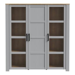 Rackhams Bohol Large Display Cabinet inc. 4x LED Lights in Riviera Oak/Grey Oak - Full Assembly Required - Riviera Oak & Grey Oak - Matt - thumbnail 1