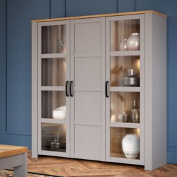 Rackhams Bohol Large Display Cabinet inc. 4x LED Lights in Riviera Oak/Grey Oak - Full Assembly Required - Riviera Oak & Grey Oak - Matt - thumbnail 5